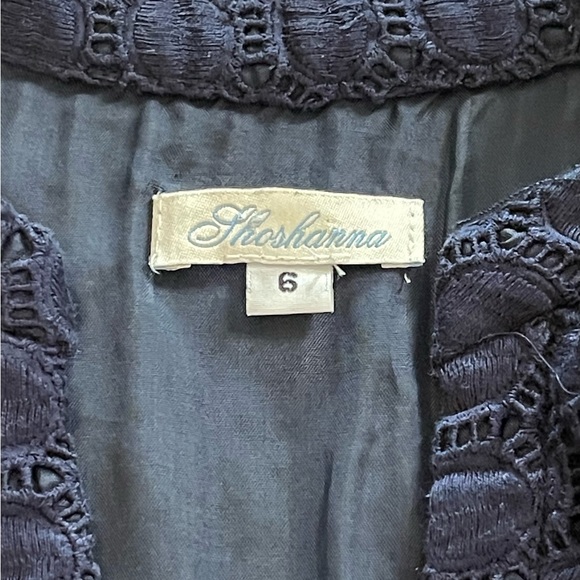 Shoshanna Dress - Sleeveless Navy Ruffled Sheath Dress - Size: 6 - Picture 8 of 10